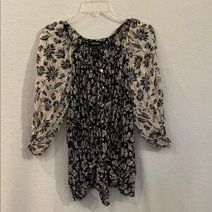 Karen Kane Black and White Floral Blouse